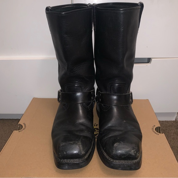 VINTAGE HARLEY DAVIDSON LEATHER MOTORCYCLE RIDER BOOTS (US10/UK9) - Picture 4 of 11